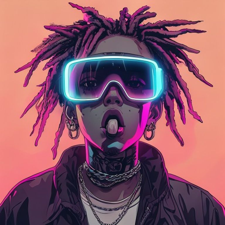 Cyberpunk dreadlock character with glowing goggles