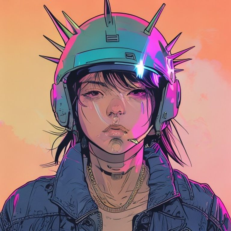 Spiky haired character with reflective sunglasses