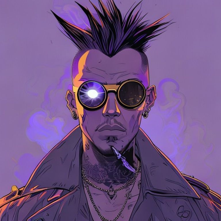 Punk character with smoke and sunglasses